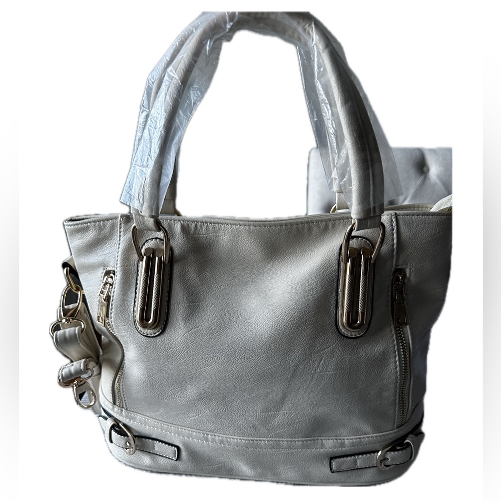 White Crossbody Tote Purse